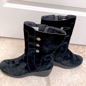 Propet Simone suede Leather boot Womens Sz 8 Navy plaid comfort warm Winter